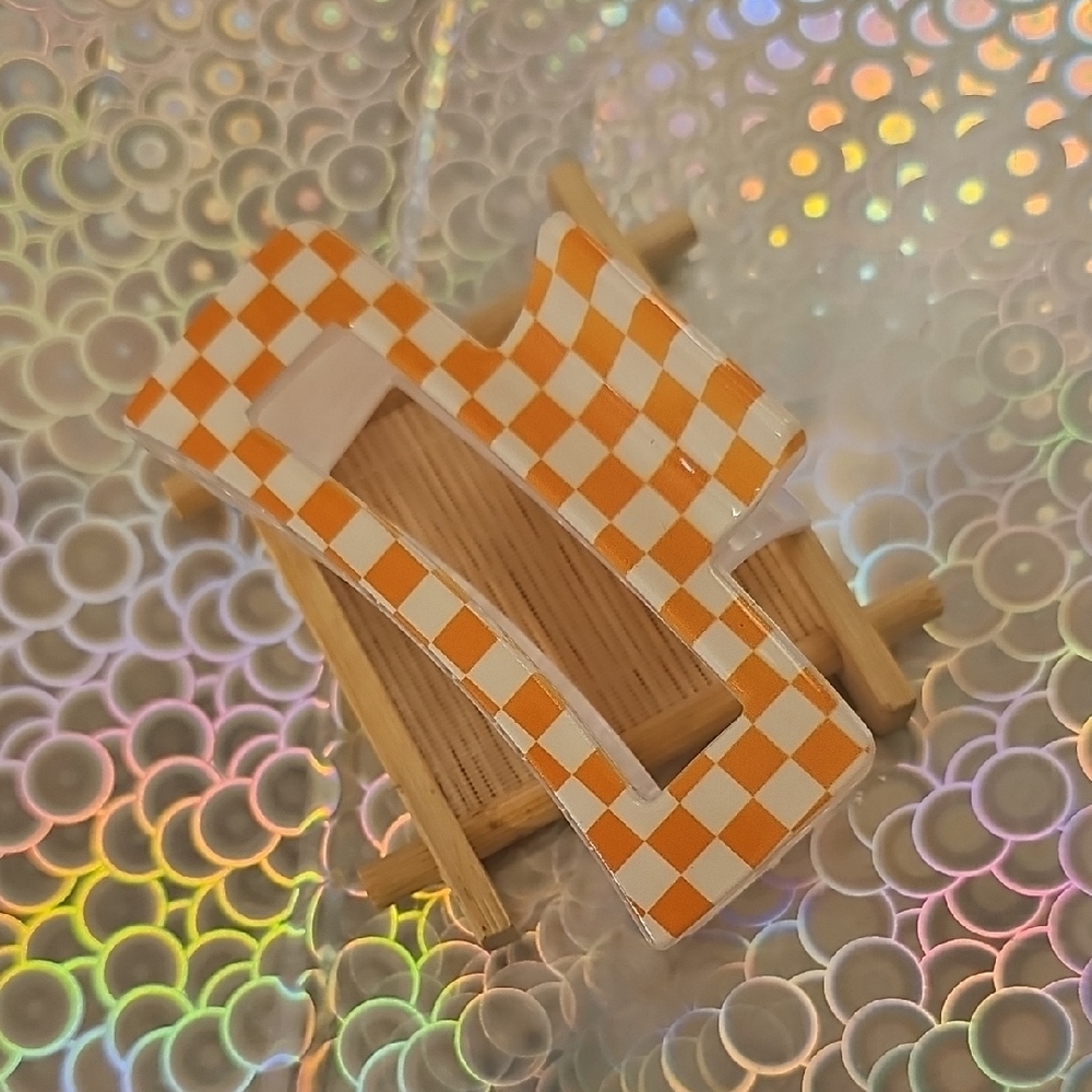 Orange Checkered Hair Claw Clip